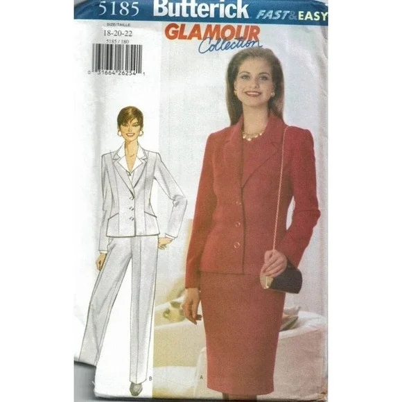 Butterick Sewing Pattern 5185 Jacket‎ Skirt Pants Misses Size 18-22