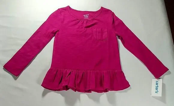 Carter's Toddler Girls Long Sleeve Peplum Hem Purple Size 3T