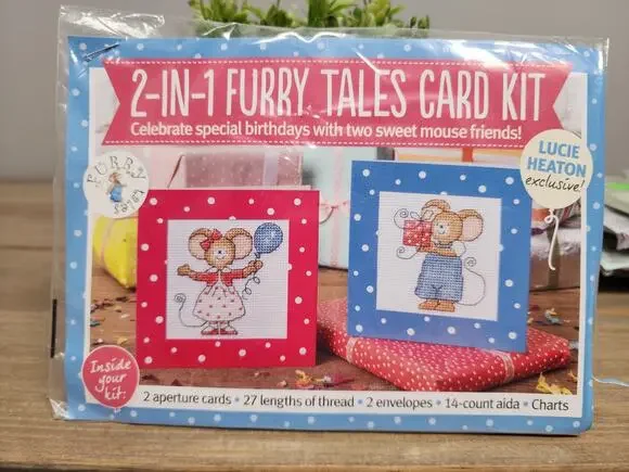 Small Mouse DIY Cross Stitch Kit Fabric Floss, Included No-Fail Starter Craft