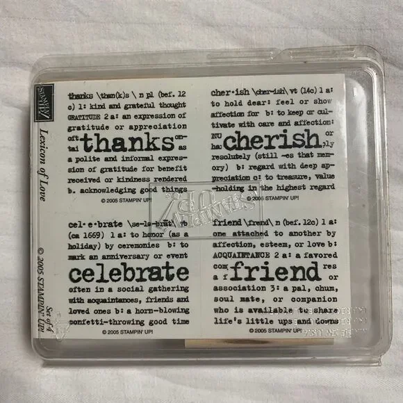 NWT Stampin Up Lexicon Love Rubber Wood Block Unmounted Background Letters Words