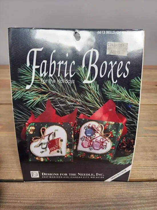 Designs For The Needle. Fabric Boxes For The Holidays. 6613 Bells/Ornaments. NIP