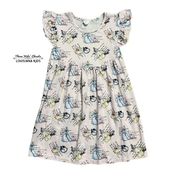 Girls 5-6T Pink Princess Belle - Cinderella - Snow White Pearl Dress