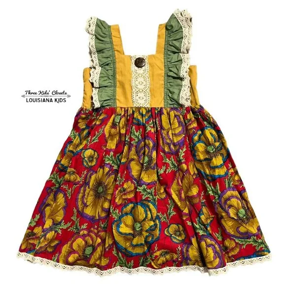 Widdle Me Sz 4 Bold Floral Lace & Ruffles Dress
