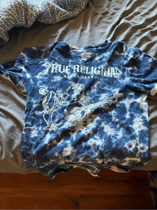 True Religion Men’s Navy & White Tie-Dye Graphic Tee