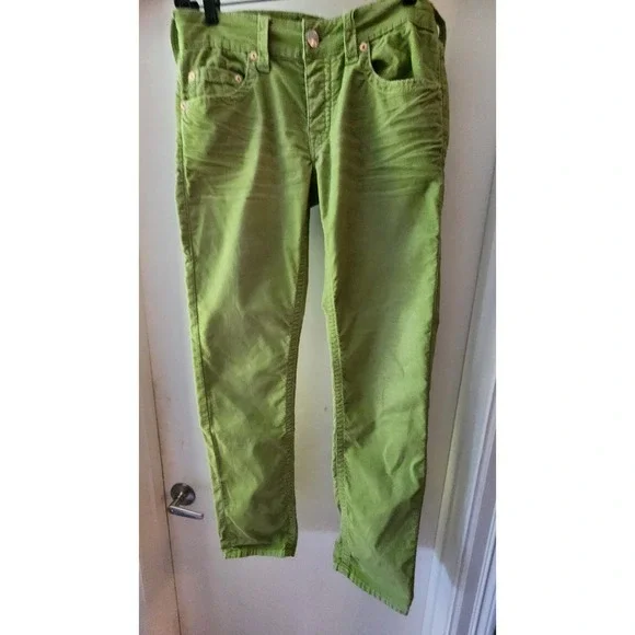 True Religion Men's Geno Big Slim Fit A15 Corduroy Pants sz 32 Lima Green