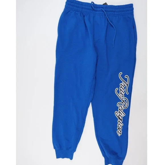 True Religion Joggers Diagonal TR Imperial Blue Solid Medium NEW $114