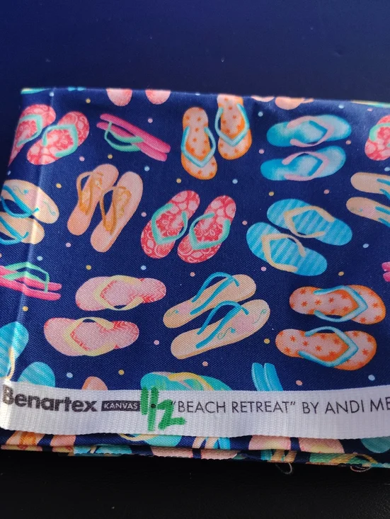 Beach Retreat Navy Flip-Flop Print Fabric 44 Wide 1/2 Yard