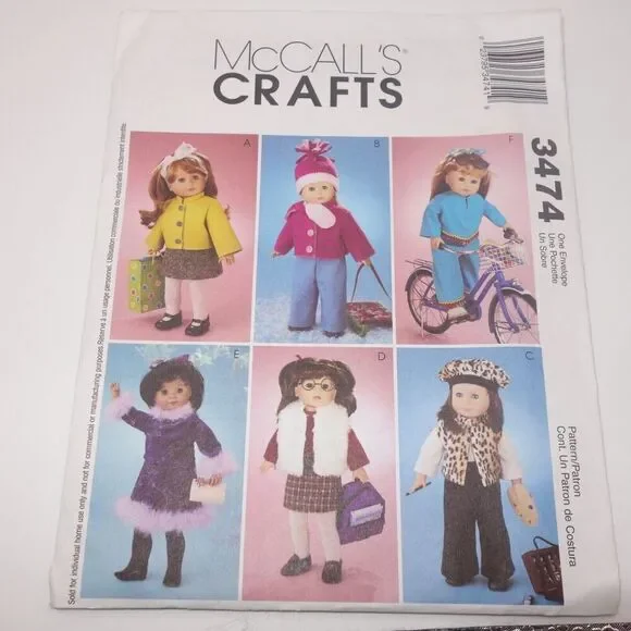 NEW McCall's 3474 Doll Clothes Pattern 18