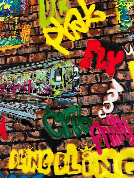 Fabric Graffitti Tag Art Words Subway Sewing 2 Yards