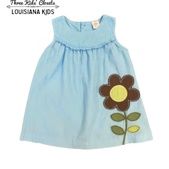 Carter's 9m Light Blue Cord Flower Appliqué Dress