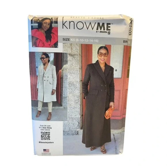 KnowMe ME2103 Misses Lined Coat Pattern Size K5 8-16 Modern