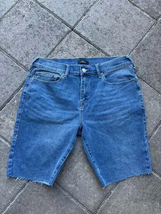 True Religion Ricky Relaxed Straight Cut-Off Denim Shorts