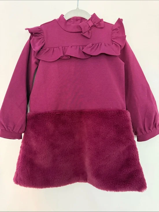 Janie and Jack Fuchsia Ruffle Dress with Bow