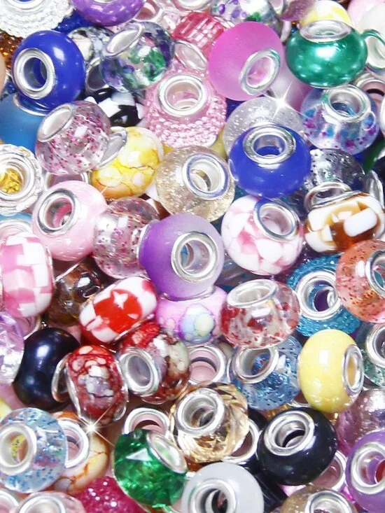 100 Pieces Large Hole Beads Spacer Bead Mixed Color Assorted European Craft Big