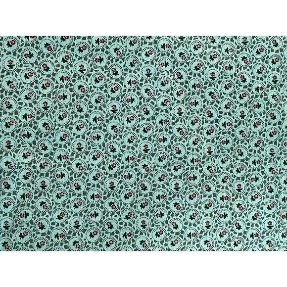 Vintage Cotton Fabric Floral Motif‎ Green and Pink Pattern 44