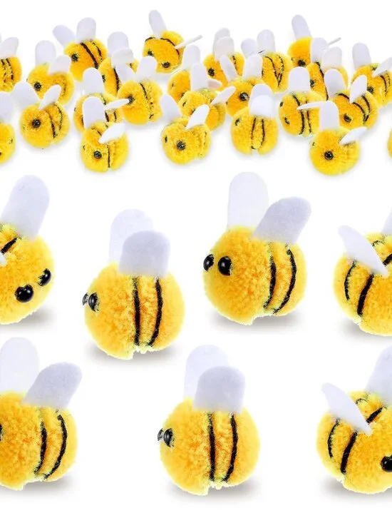 28Pcs Felt Bees Wool Felt for Crafts, Cute Bees Yellow Wool FeltBees Mini Crafts