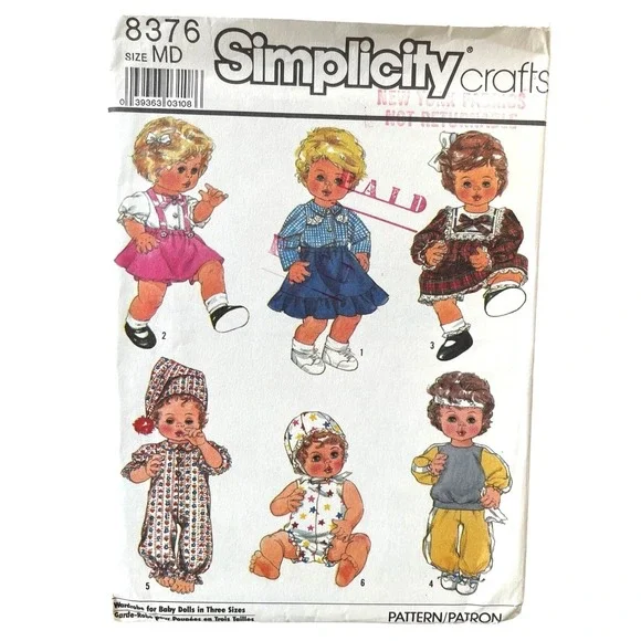 Simplicity Sewing Pattern 8376 Clothes for Dolls Medium 15