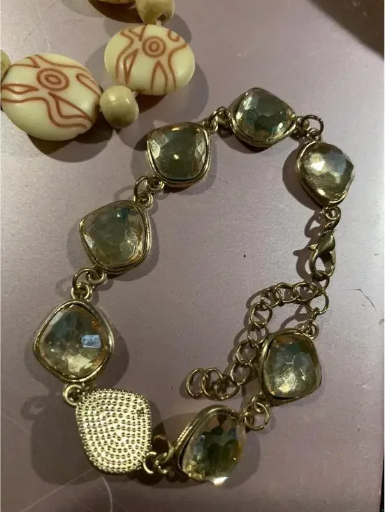 Gold-Tone Bracelet with Faceted Clear Stones