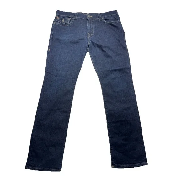 True Religion Ricky Relaxed Straight Jeans Mens 38*34 dark wash flap pockets