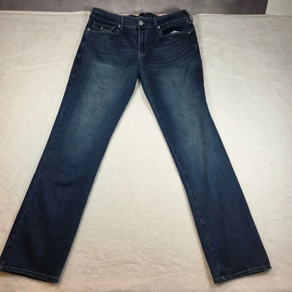 True Religion Ricky Relaxed Straight Jeans Dark Woodland Wash 700670 Mens 36 NEW