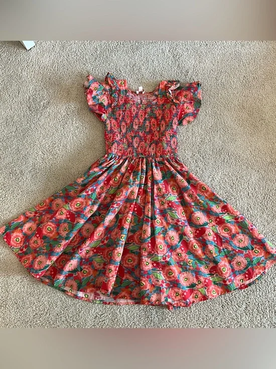 Ivy City Co Girls Pink Floral Smocked Dress