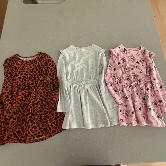 3 Little Girl Size 5 & 6 Long Sleeve Dress Bundle of 3 (one never worn, EUC)