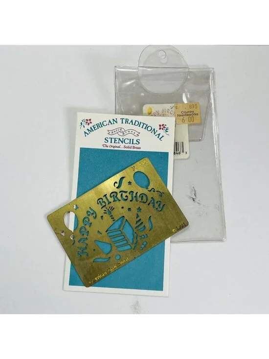 Solid Brass Template Stencil  American Traditional Happy Birthday US Vintage