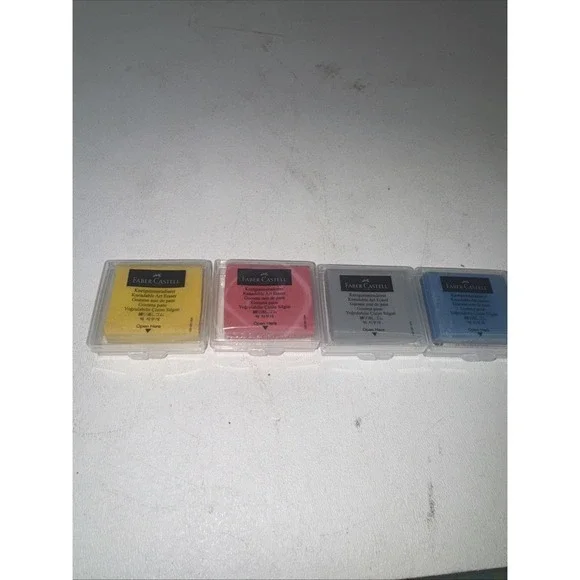 4 PACK Faber Castell Erasers Drawing Art‎ kneaded Erasers GRAY RED YELLOW BLUE