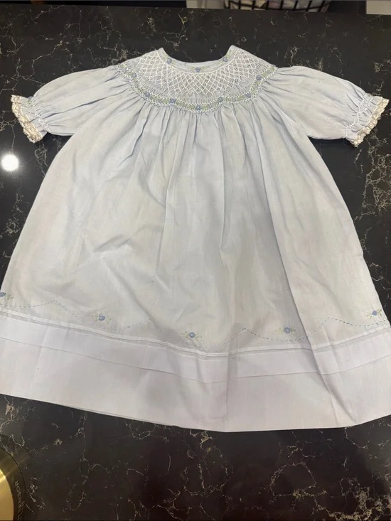 Light Blue Smocked Girls' Formal Dress