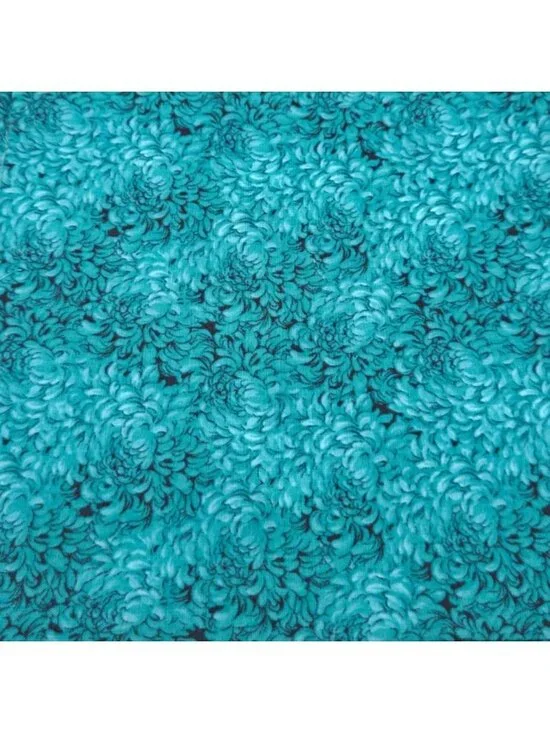 Keepsake Calico Floral Teal Packed Petals Quilting Fabric Prewashed 2 Yards