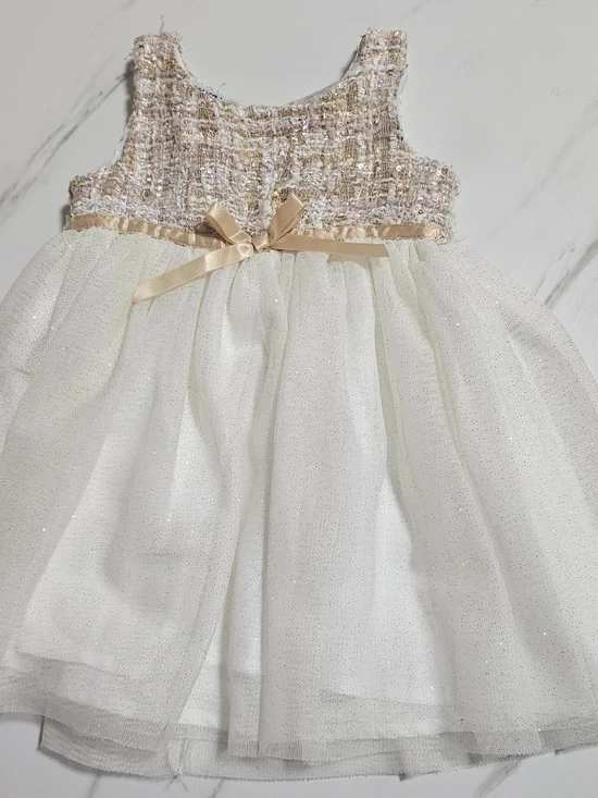 Blueber: Boulevard Metallic Tweed & Tulle Dress - Size 12M