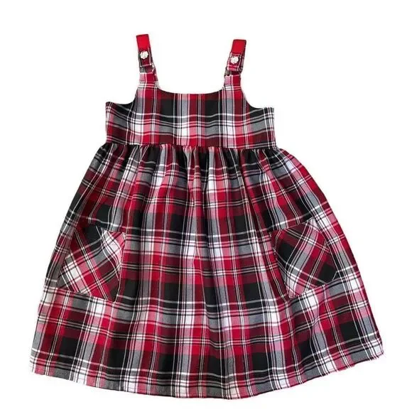 Bonnie Jean Girls Christmas Dress jumper Toddler Plaid  Size 4T NWT