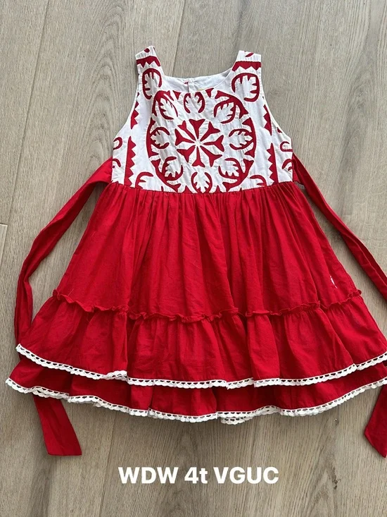 Well Dressed Wolf Red and White Tiered Cotton Dress