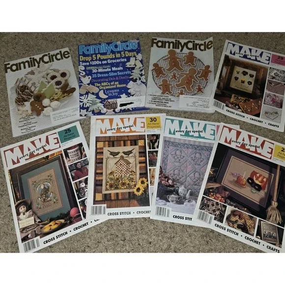 Lot Leisure Arts Cross Stitch Collection Magazines Chambray Scottie Cats Gnome