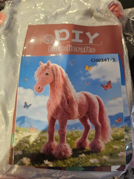 DIY Handicrafts Pink Crochet Horse Plush Kit