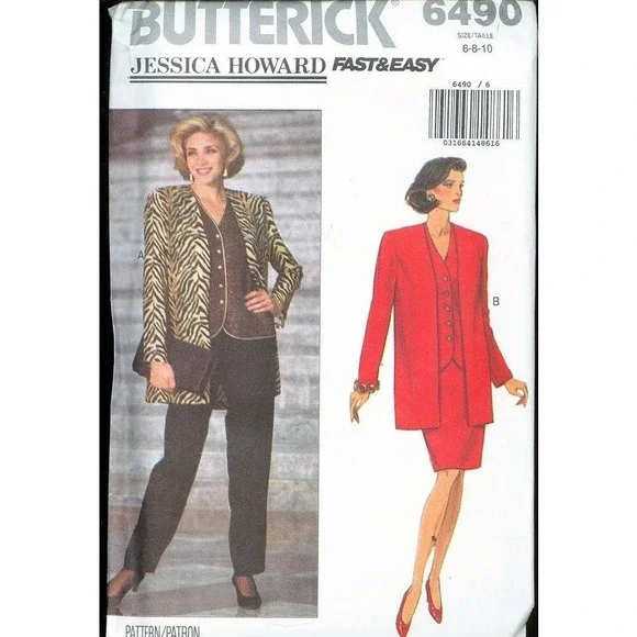 Butterick Sewing‎ Pattern 6490 JESSICA HOWARD Jacket Skirt Top Pants Size 6-10