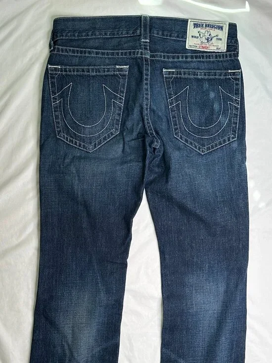 True Religion Section Straight Jeans Mens 33x31 Medium Wash Blue Denim Casual