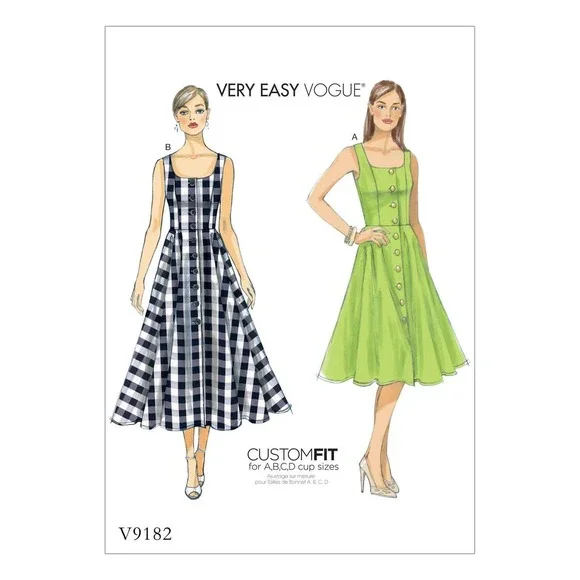 Vogue Sewing Pattern V9182 Misses‎ Dress Size 14-22 Custom Fit Fit Flare