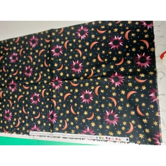 1/2 Yard X22 Folk Americana By Anglea Parrish  P & B Textiles Stars Moon Fabric