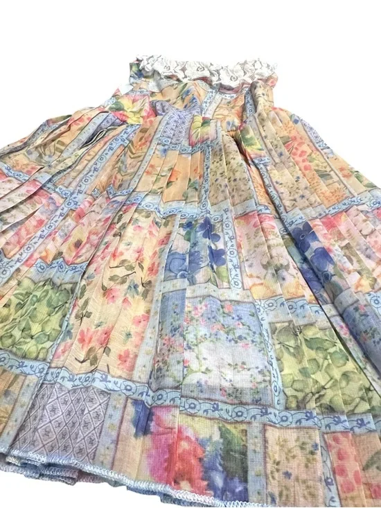 Blueberi Boulevard Girls 2T Patchwork Floral Lace Collar Dress