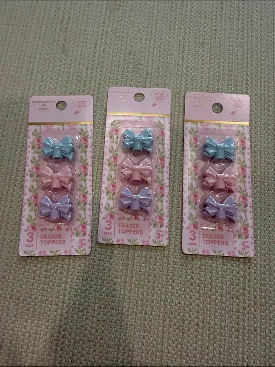 LoveShackFancy Pastel Bow Eraser Toppers - Blue, Pink, Lavender