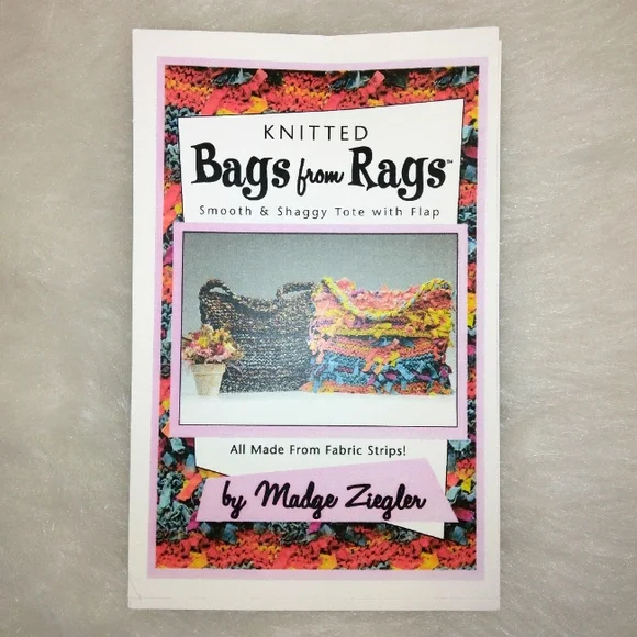 Madgr Ziegler Knitted Bags from Rags, Smooth & Shaggy Tote w/flap
