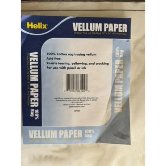 Helix 100% Cotton Rag Acid-free Vellum Paper Pad‎ 10 Sheet Pack 18