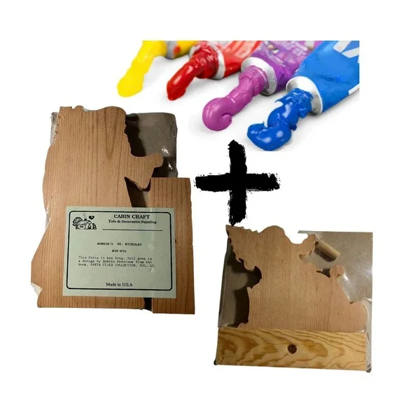 Santa + Santa‎ in Sleigh Craft Wooden Package of 2 Unfinished Cutouts