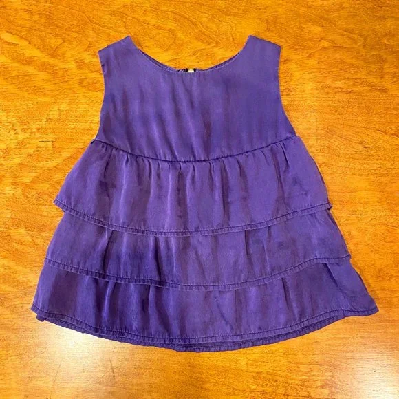 Egg New York 100% Silk Purple Ruffled Dress with Zipper