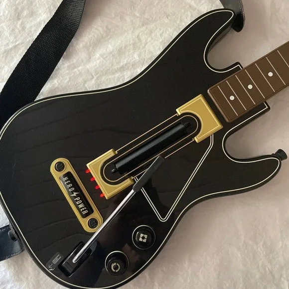 Guitar Hero Power‎ Wireless Guitar HERO POWER Xbox 360 PS3 Black Gold No Dongle