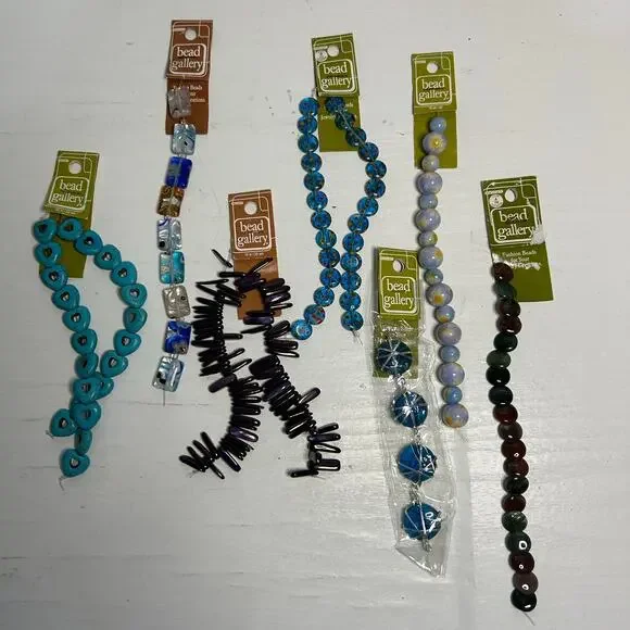 Bead Gallery Millefiori Jasper Turquoise Bead Lot 7 Cards