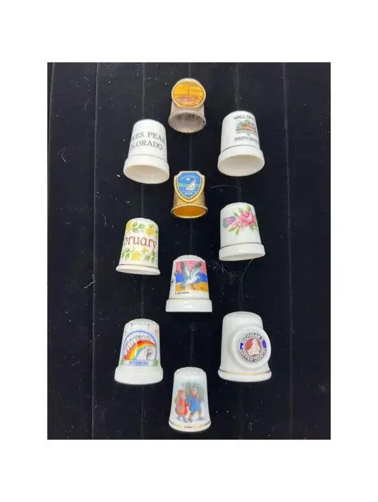 Cloisonn� Enamel Souvenir Thimble Set of 10 Colorful Collectibles Vintage