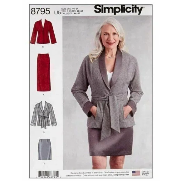 Simplicity Sewing Pattern 8795 Misses Skirt‎ Jacket Petite Size 16-24
