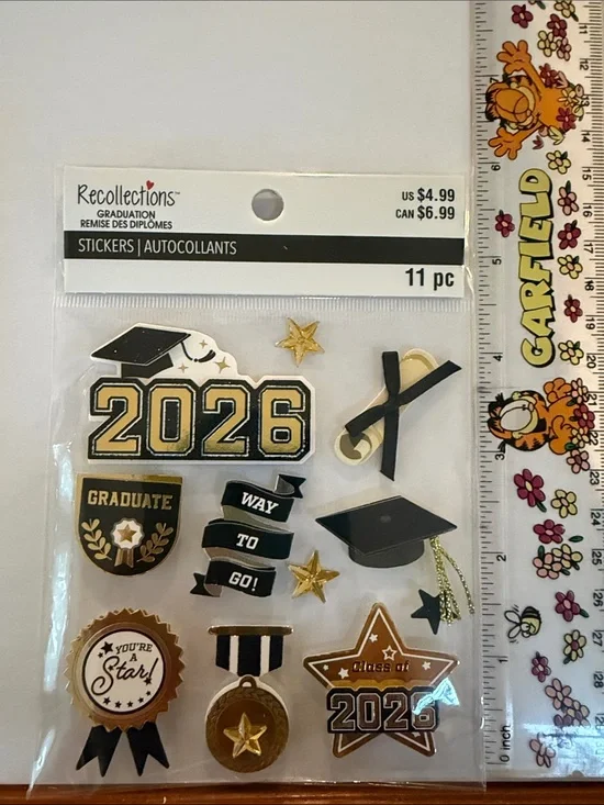 Bundle of Recollections Graduation Sticker Set - Gold, Black & White Accents